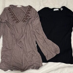 Alter’d State & Valerie Stevens Embroidered Mauve Top and Black thermal Sweater